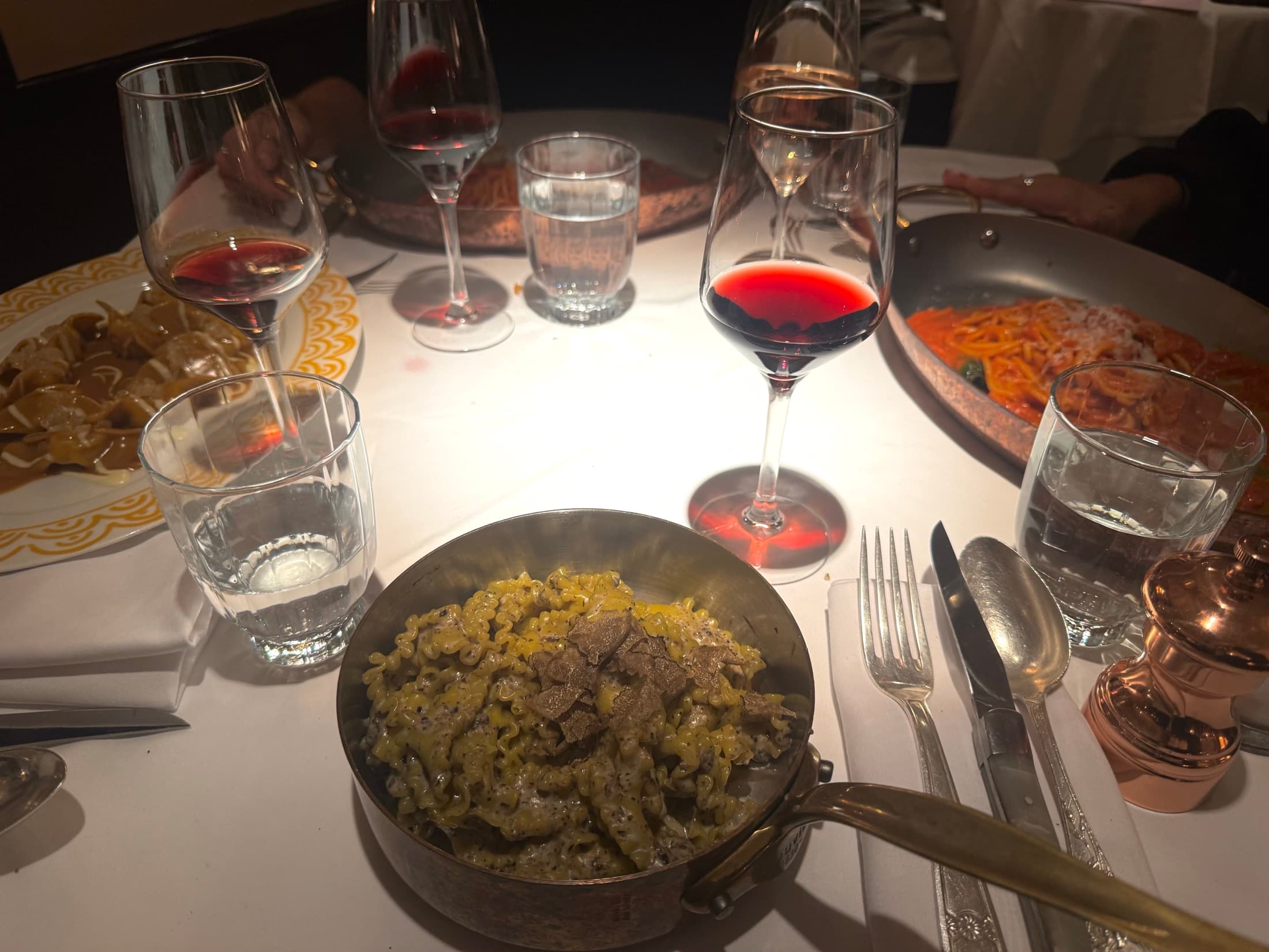 Pasta and wine at Gloria Osteria Barcelona