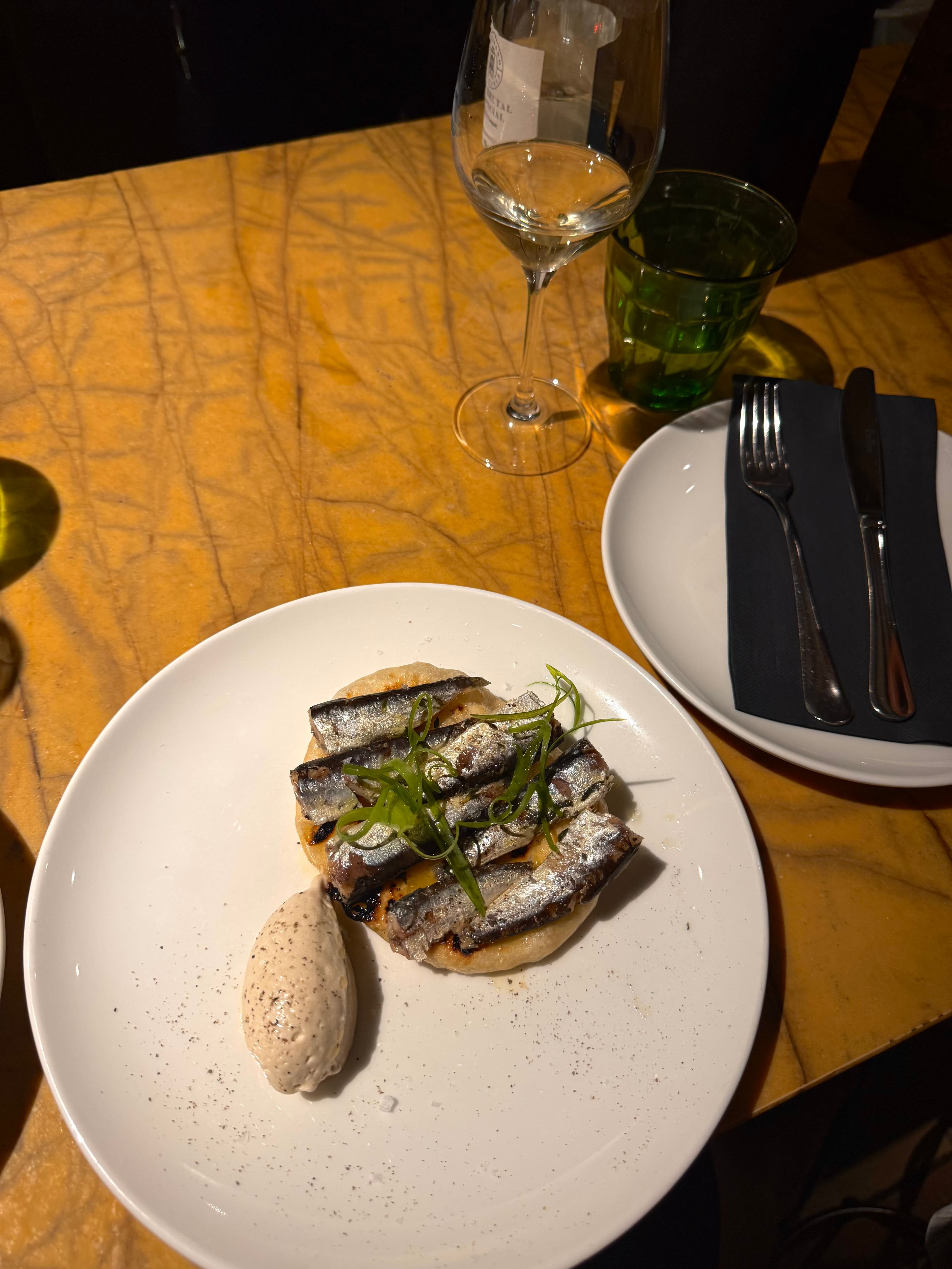 Sardinas Brutal with miso butter at Bar Brutal Barcelona