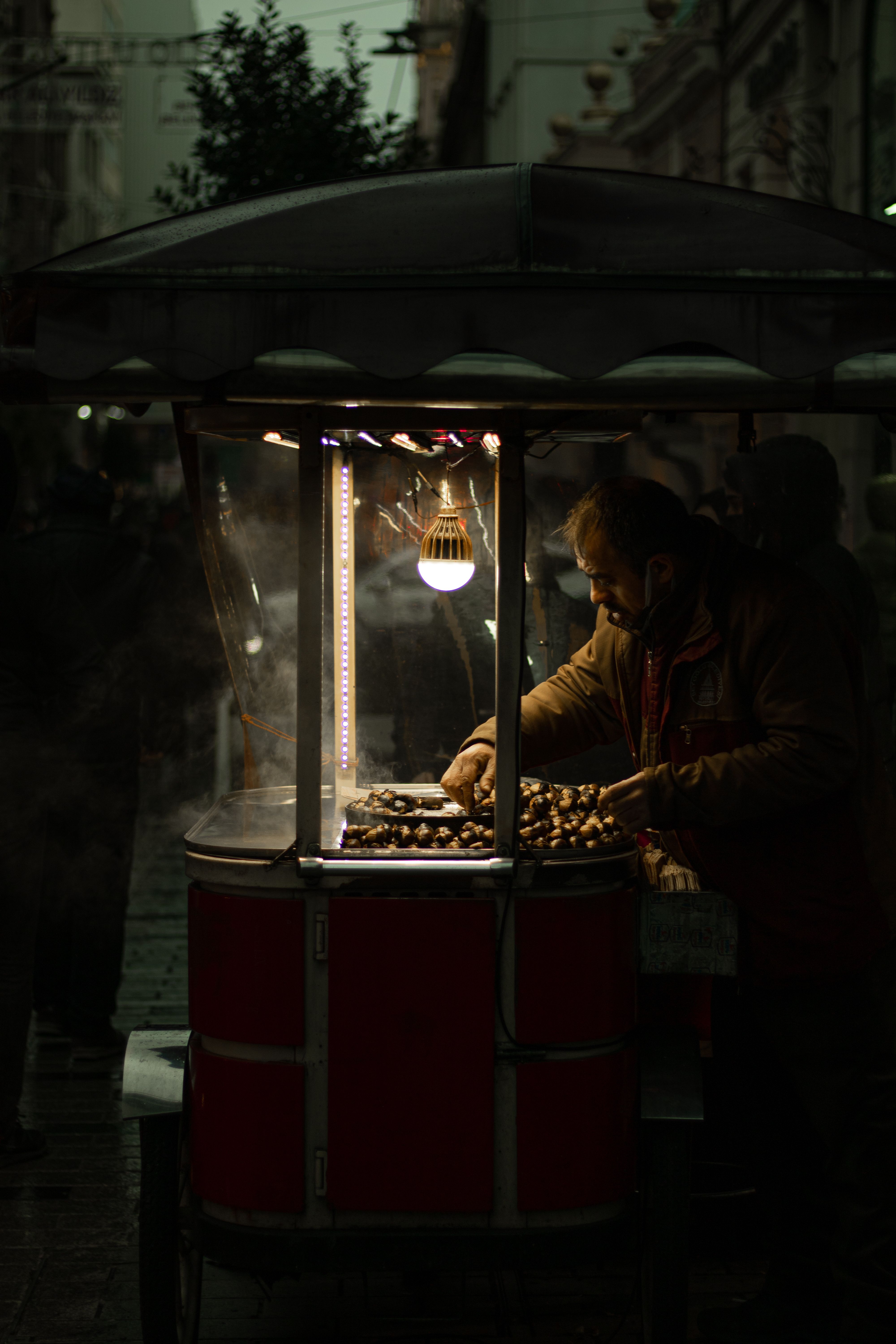 Roasted chestnuts, a traditional winter snack in Barcelona